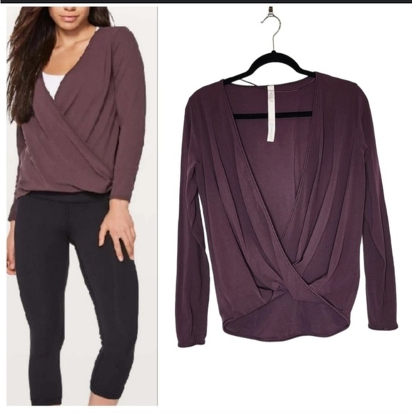 Lululemon Full Freedom Long Sleeve Wrap top in deep purple Size M/L - Picture 1 of 6